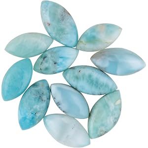 Gemkora 5pcs Larimar Cabochons Gemstone Crystals, Wholesale Bulk Lot, Wire Wrapping, Natural Stones, Jewelry Making Supplies,