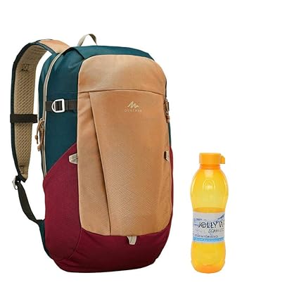 QUECHUA NH 100 Backpack 20L Brown with Water Bottle 1 Litre