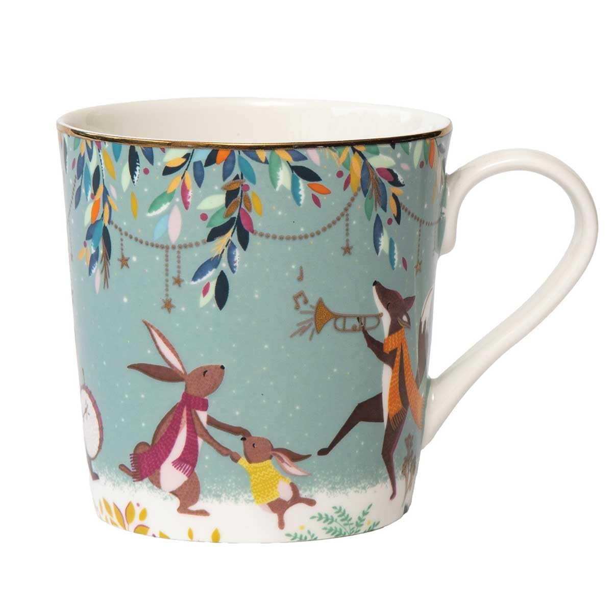 Portmeirion Sara Miller London Woodland Tales Mug, Merry Band, Green