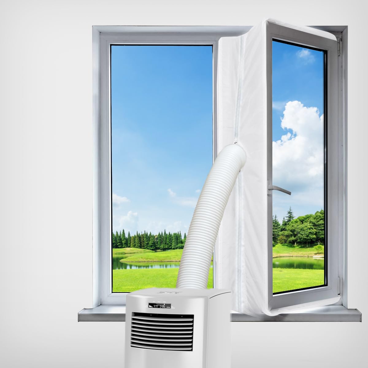 Photo 1 of Portable Air Conditioner Window Seal Kit,Hot Air Stop Air Exchange Guards with Zip 158 inch ac Window Seal Kit Hot Air Stop Air Exchange Guards with Zipper Portable air Conditioner Window kit