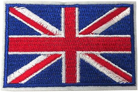 Tactical England United Kingdom Flag Sew Iron on Patch Arms 2"x3"- Black&White Bow