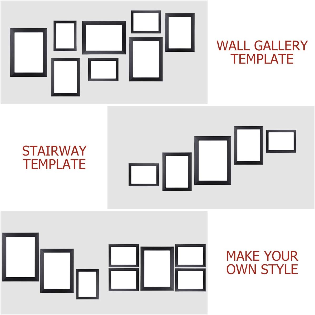 Homemaxs 12 Pcs Picture Frames, Picture Frames Set, Picture Frame Collage, Gallery Wall Frame Set, Photo Frames for Tabletop and Home Decor, One 8x10 in, Four 5x7 in, Five 4x6 in, Two 6x8 in, Black -