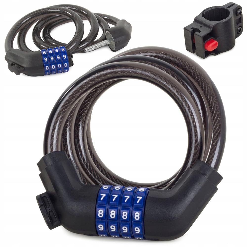 Bicycle Lock with Combination Lock and Bracket | Anti-theft Cable Lock 1m x 10mm | Security Cable for Bicycle, Motorcycle, Scooter | Alloy Steel with Silicone Protection – 100 cm