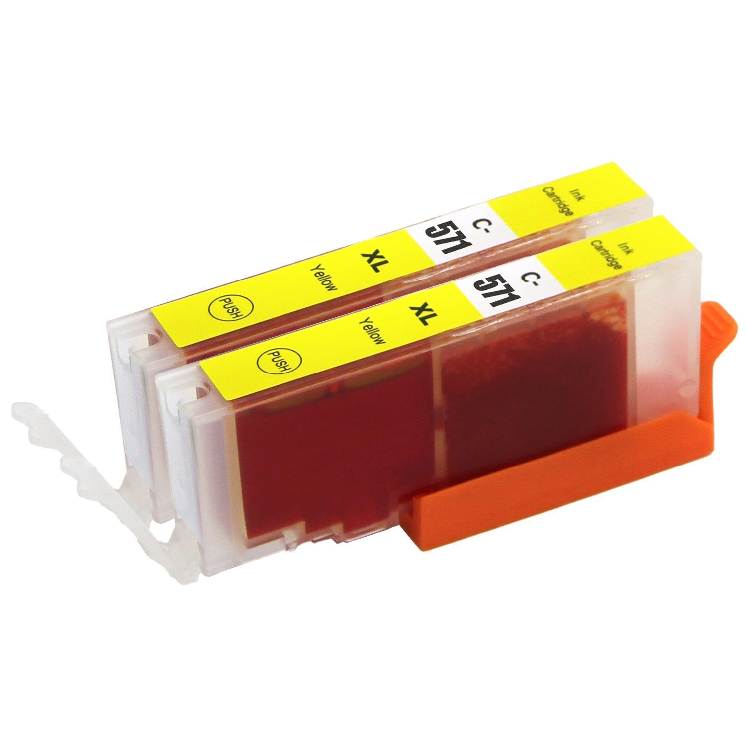 Go Inks 2 Yellow Ink Cartridges to replace Canon CLI-571Y Compatible/non-OEM for PIXMA Printers, High Capacity