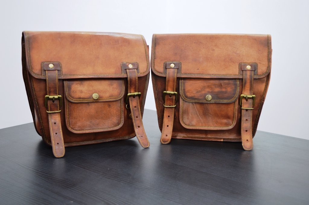 handmade leather saddlebags