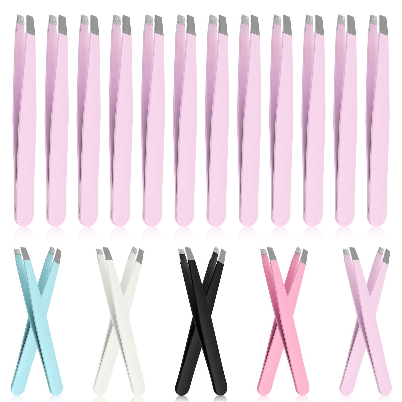 Glarks 12Pcs Purple Eyebrow Tweezers Stainless Steel Slanted Tip Tweezers Professional Facial Hair Eyebrow Precision Tweezers for Men and Women