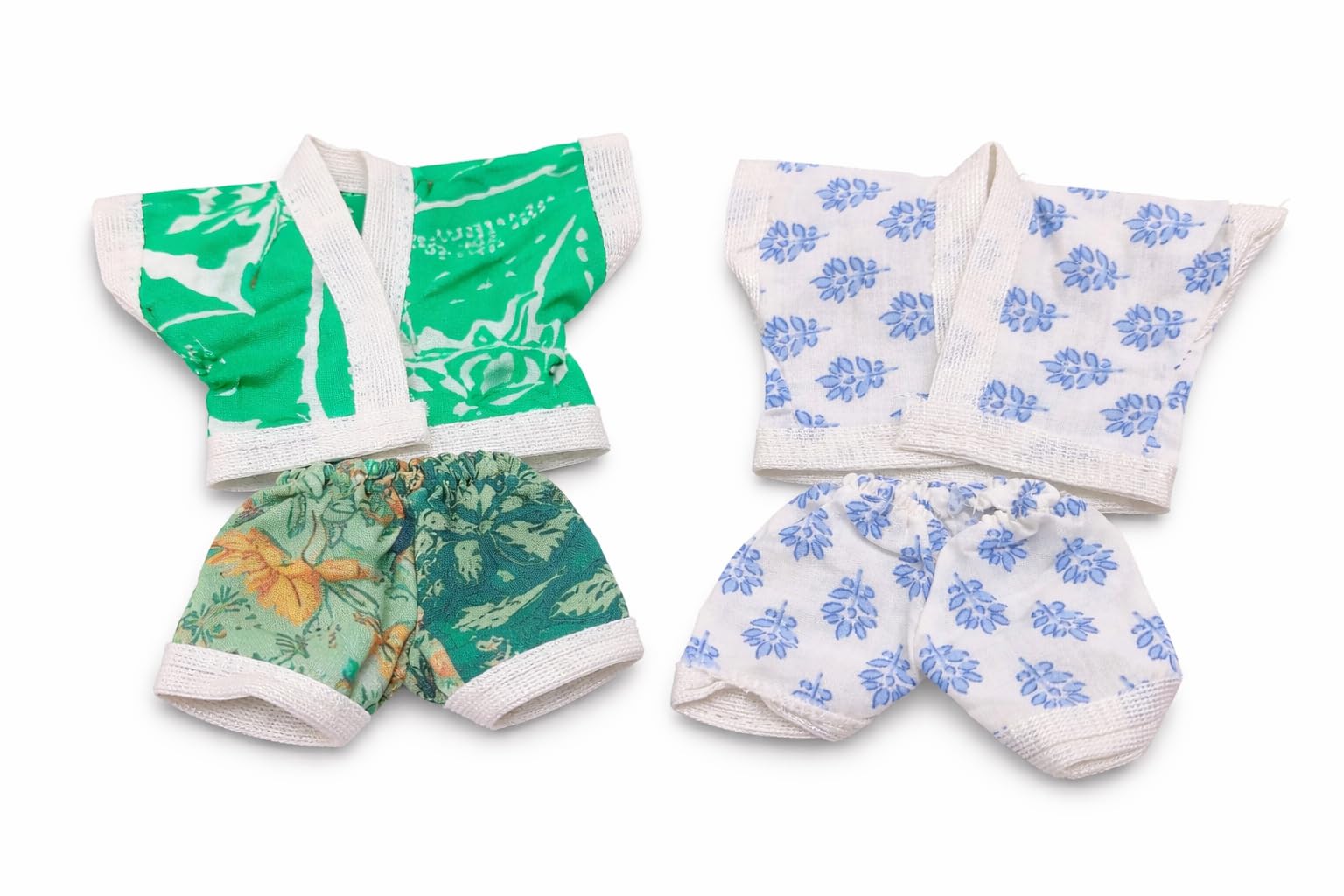 Garden Of Arts Handmade Hand Stitched Night Dress for Kanhaji Ladoo Gopal Shri Krishna and Radha Rani for idol size 3 and 4 in Multi Colour- Set of 2