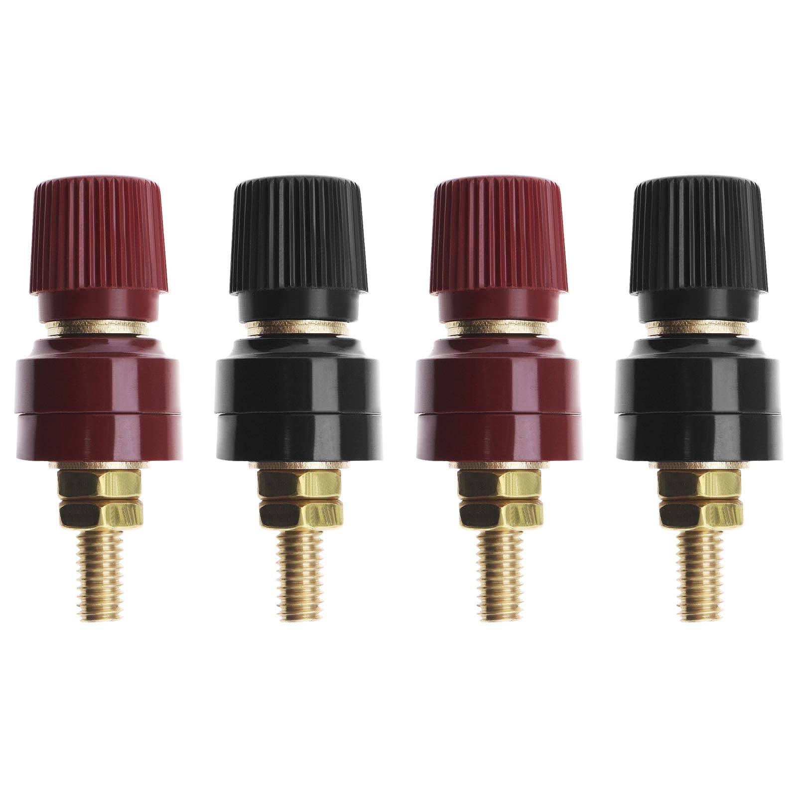 ECSiNG 4PCS Binding Post 333 Type M6 Post Terminal Brass Pillar Terminal Block 0V-380V 200A M6 Thread for Electric Welding Machine Truck Car 2 Black & 2 Red