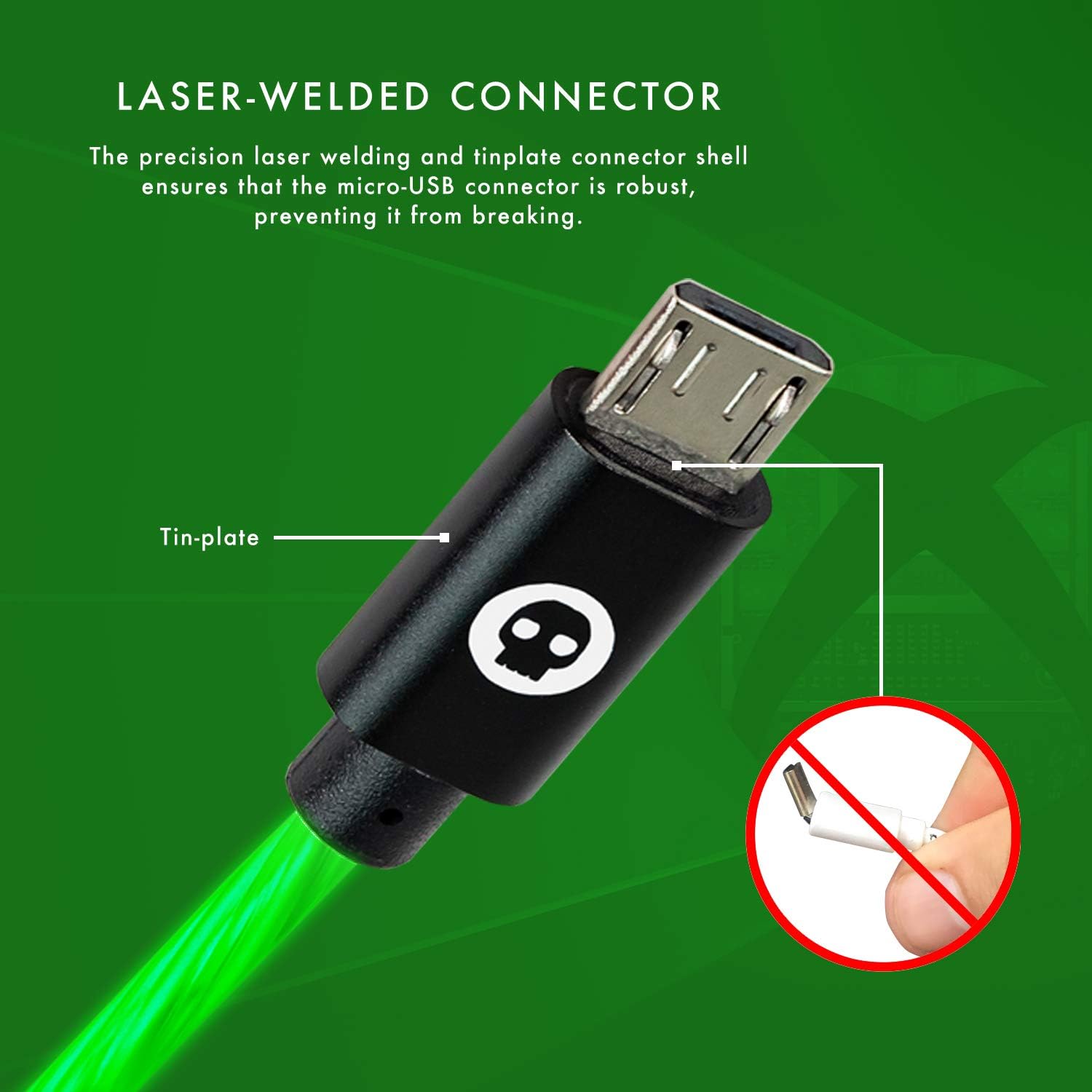 Numskull NS2179 Official Xbox One Micro USB Cable Green LED Cable 1.5m, Fast Charging Play and Charge Lead - Image 5