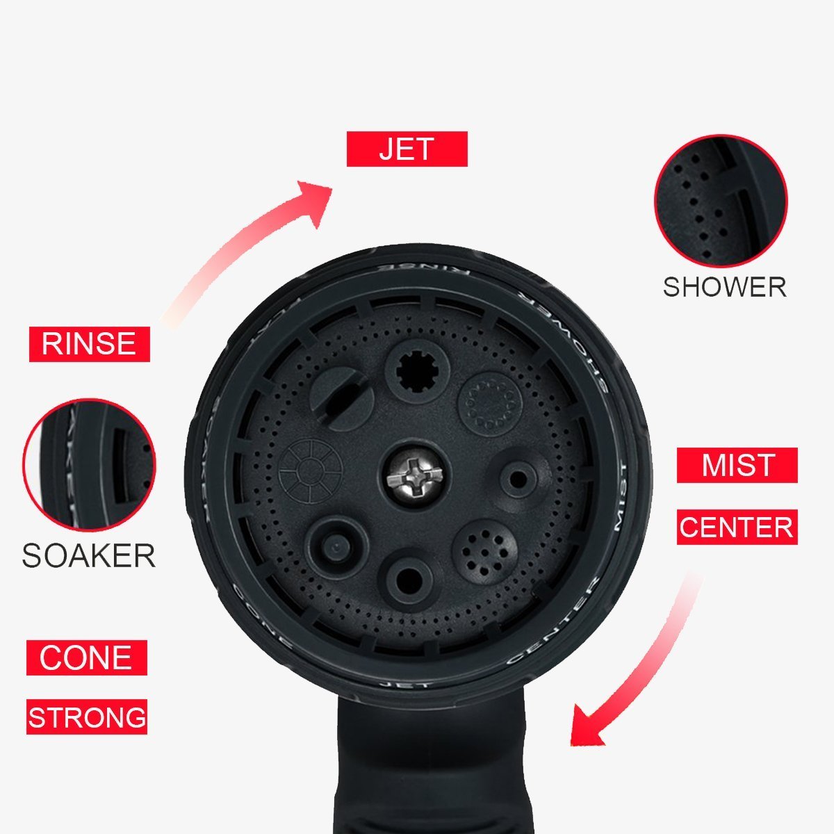 Garden Hose Nozzle Water Nozzle,VIEE Sprayer with Heavy Duty 8 Adjustable Watering Patterns, Slip and Shock Resistant for Ideal Watering Plants, Cleaning, Car Wash and Pets Shower