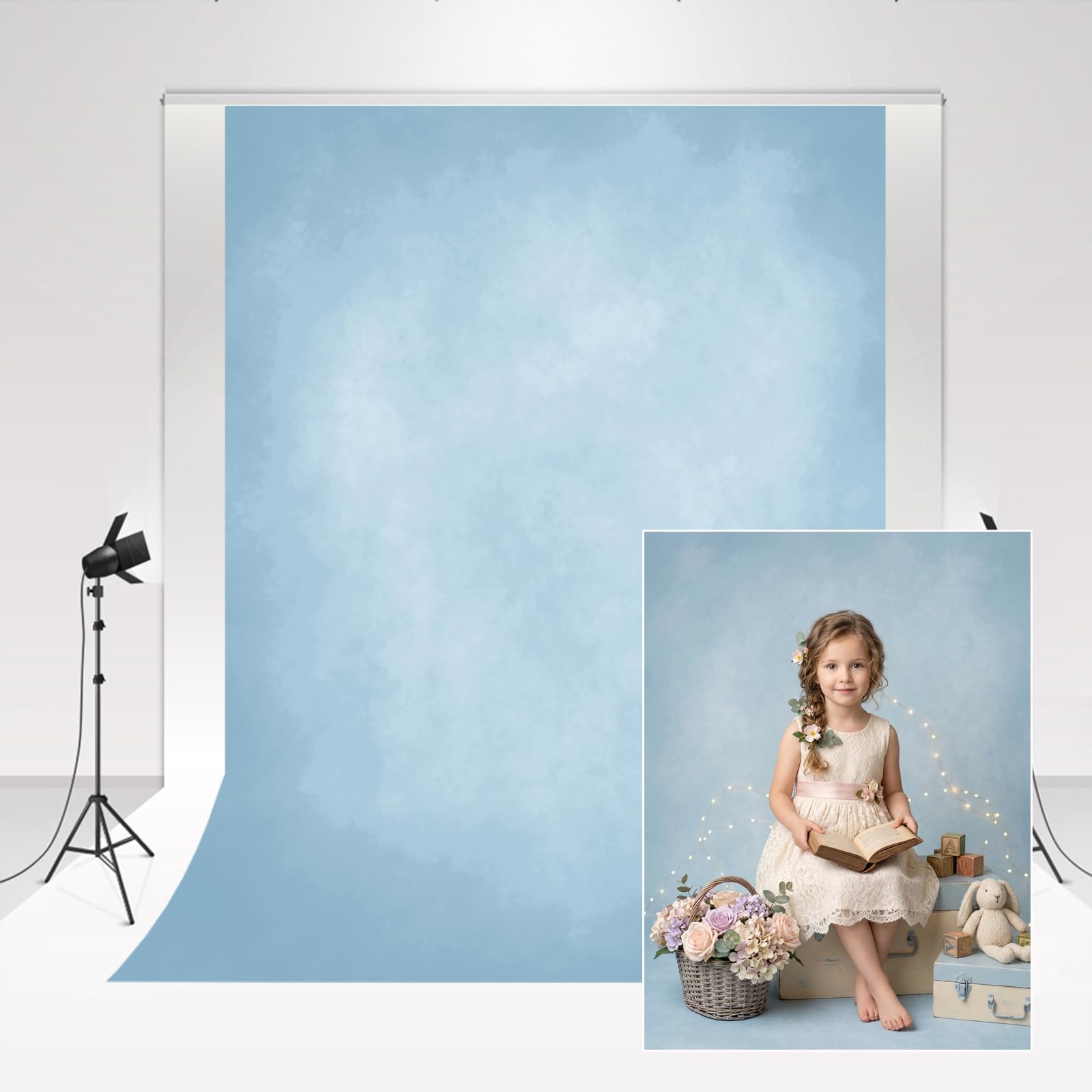 Kate Photography Backdrop Baby Blue 1.5x2.2m/5x7ft Soft Baby Photographic Backdrop Blanket/Mat for Photography can Touch Baby's Skin Portrait Shooting Photo Booth — image 1