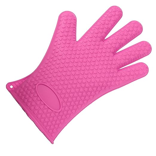 Imported Silicone Glove Nonslip Waterproof Mitts Heat Hot Resistant Holder-Rose Red