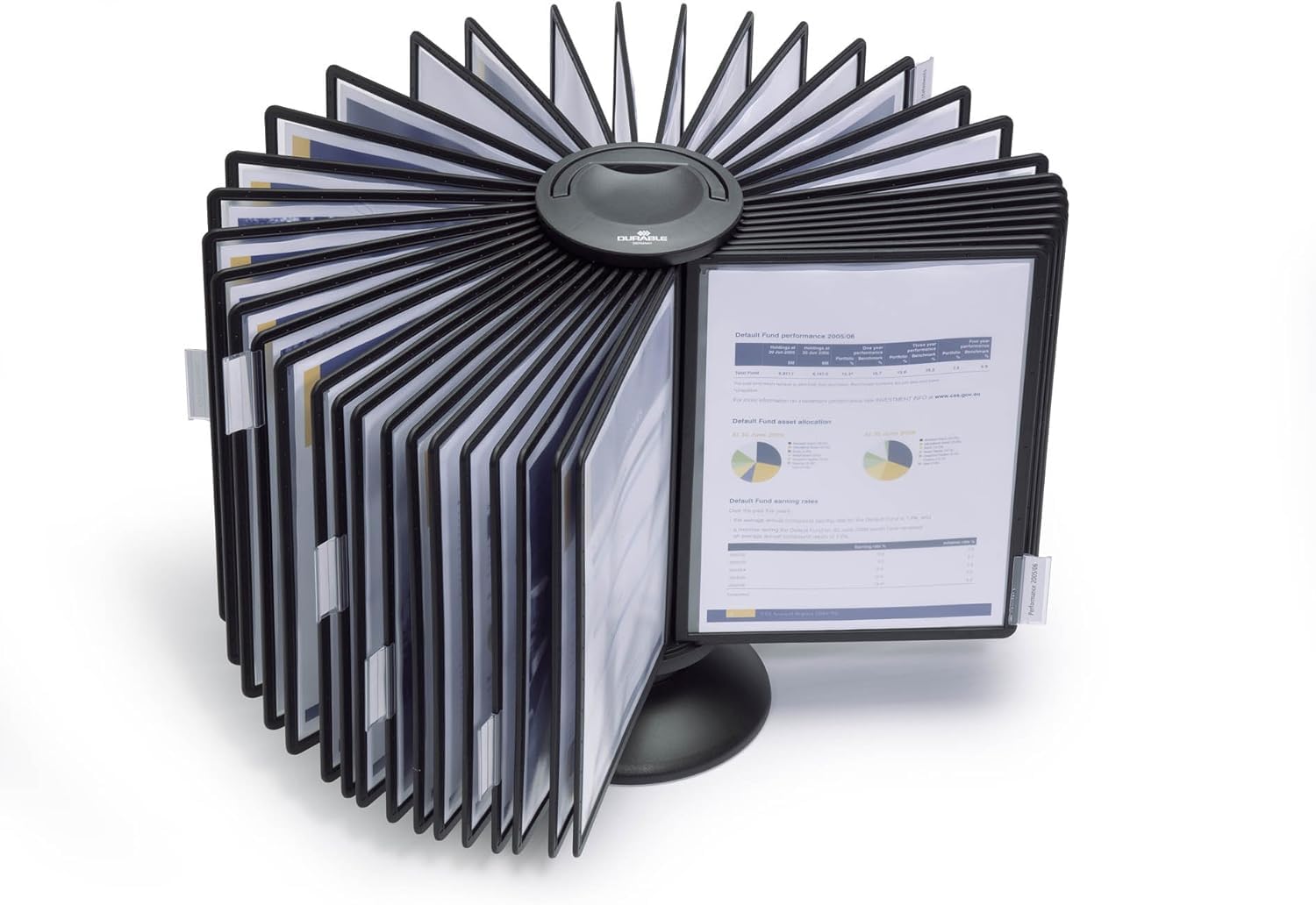 Durable Sherpa CaroUsel 40 Display Stand Rotating with 40 Tabs and Panels A4 Black Ref 5633/01