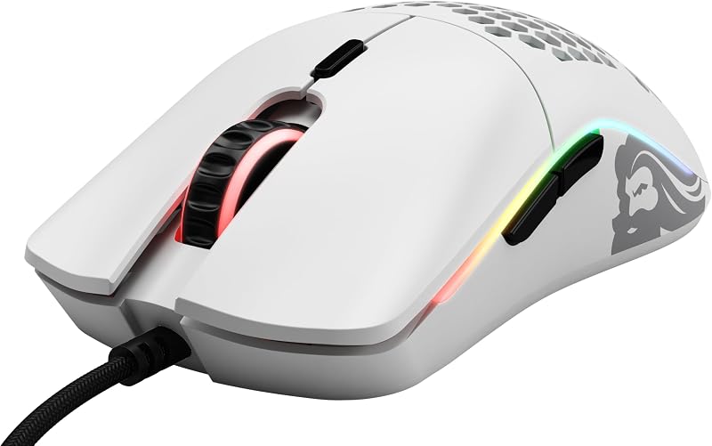 Gaming Model O Wired Gaming Mouse - 67g Superlight Honeycomb Design, RGB, Pixart 3360 Sensor, Omron Switches, Ambidextrous - Matte White