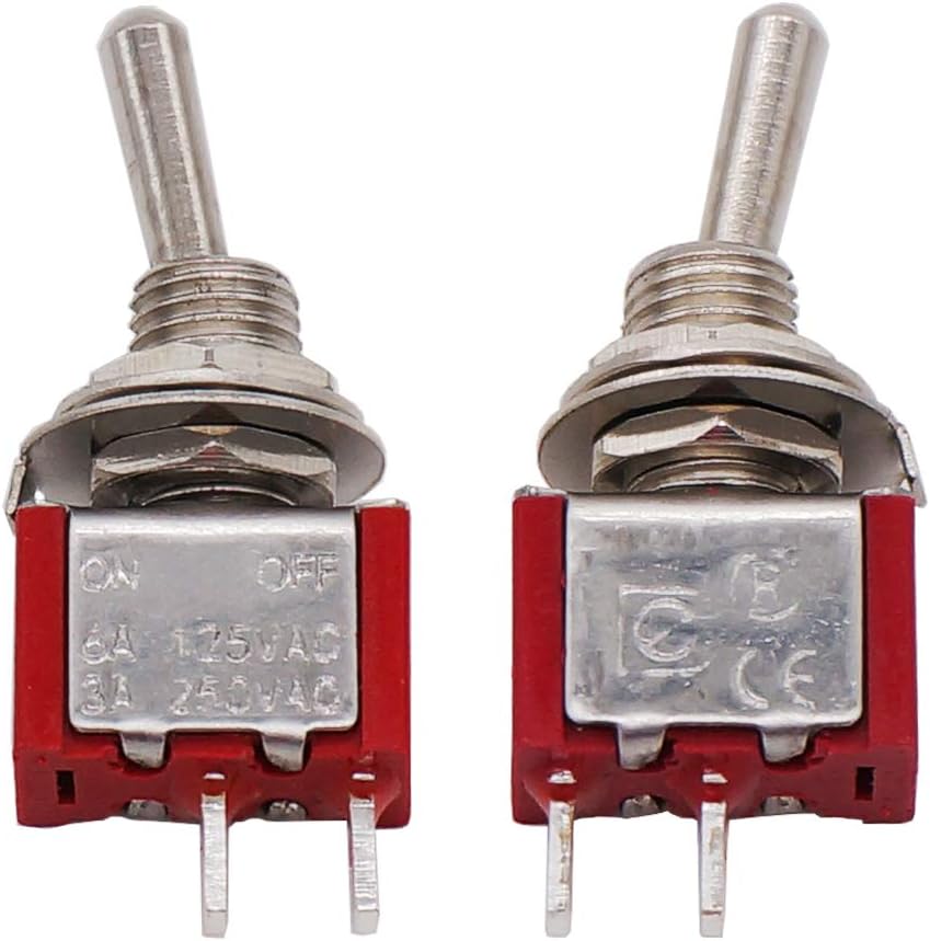 mxuteuk 10Pcs Mini Toggle Switch SPST 2 Position 2 Pins ON/OFF AC 125V 5A with Waterproof Cap MTS-101-10MZ - Image 3