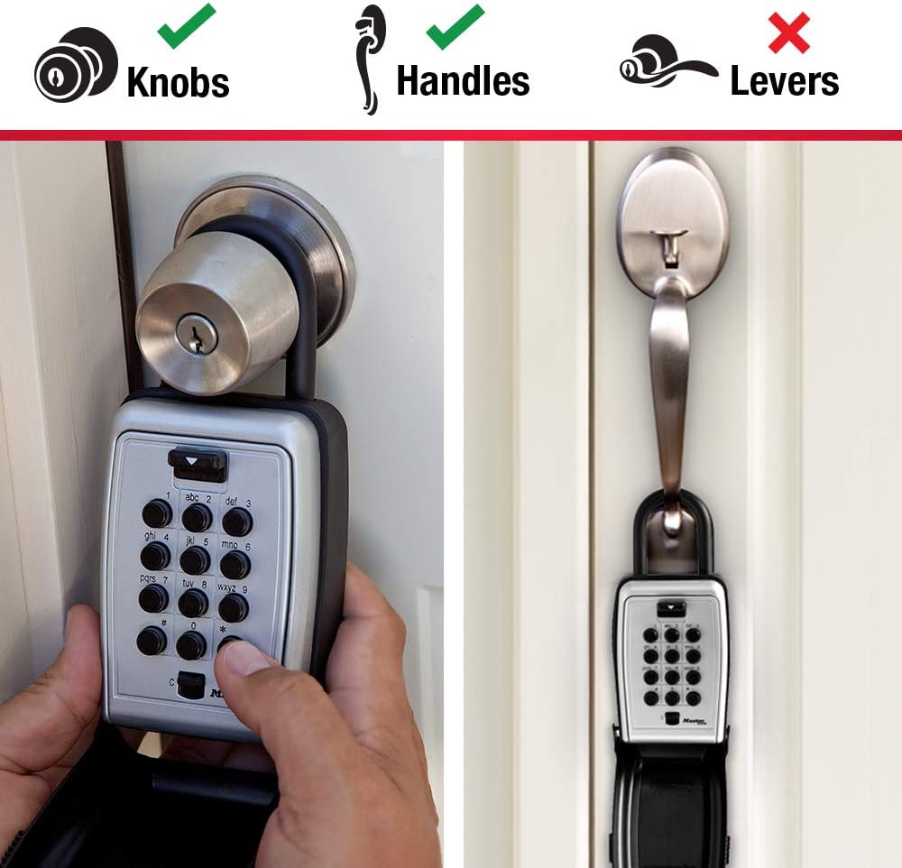 Master Lock 5422D Set Your Own Combination Portable Push Button Lock Box, 5 Key Capacity, Black - - 