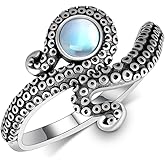 Daixiya Octopus Ring 925 Sterling Silver Moonstone Octopus Ring Octopus Jewelry Gifts for Women