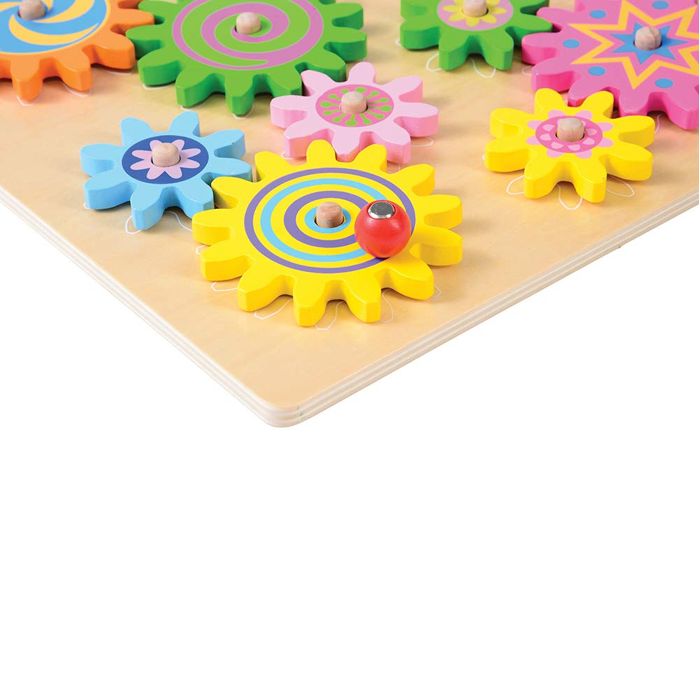Constructive Playthings Interchangeable Spinning Gears with Fixed Axles On A 11 3/4