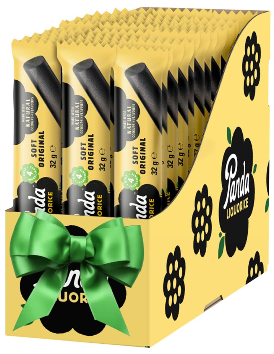 Panda® | Natürliche weiche Original Lakritz Riegel | Reine Panda Lakritz Süßigkeiten aus nur vier natürlichen Zutaten | Vegan & fettfrei | 32 g x 36 Riegel