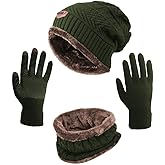 HINDAWI Winter Hat Scarf Gloves Slouchy Beanie Snow Knit Skull Cap Touch Screen Mittens Circle Scarves for Women Men