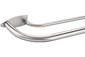 FUMLYATE Double Curtain Rod for 28-48 Inches Windows, Blackout Wrap Around Window Curtain Rods，1-inch Heavy Duty Adjustable Room Darkening Rustic Dual Drapery Curtain Rods for Livingroom, Kitchen, Patio