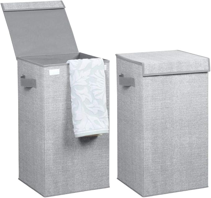 Cesto Portabiancheria Pieghevole In Lino Sintetico Grigio 64 5x34 5x59 Cm 94895529
