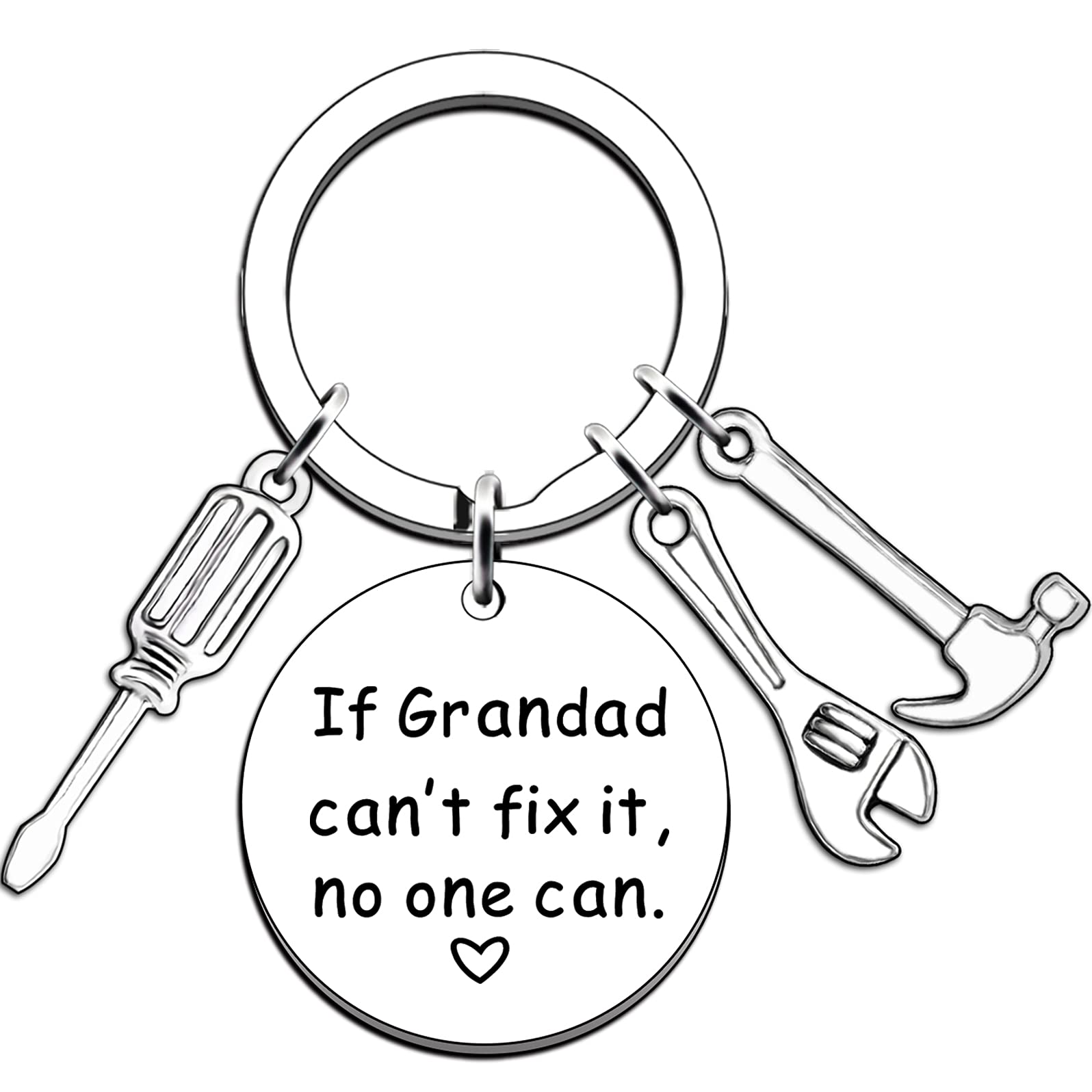 JMIMO Grandad Gifts Grandad Keyring Birthday Christmas Father's Day Gifts for Grandad Grandpa from Grandchildren If Grandad Can't Fix It, No One Can