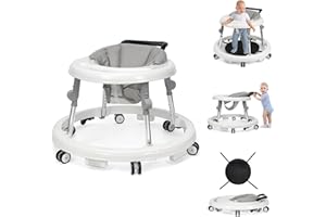 TreeCute Baby Walker Foldable with 9 Adjustable Heights, Baby Walker with Wheels Portable, Infant Toddler Walker for Baby Boy Girls 6-18 Months