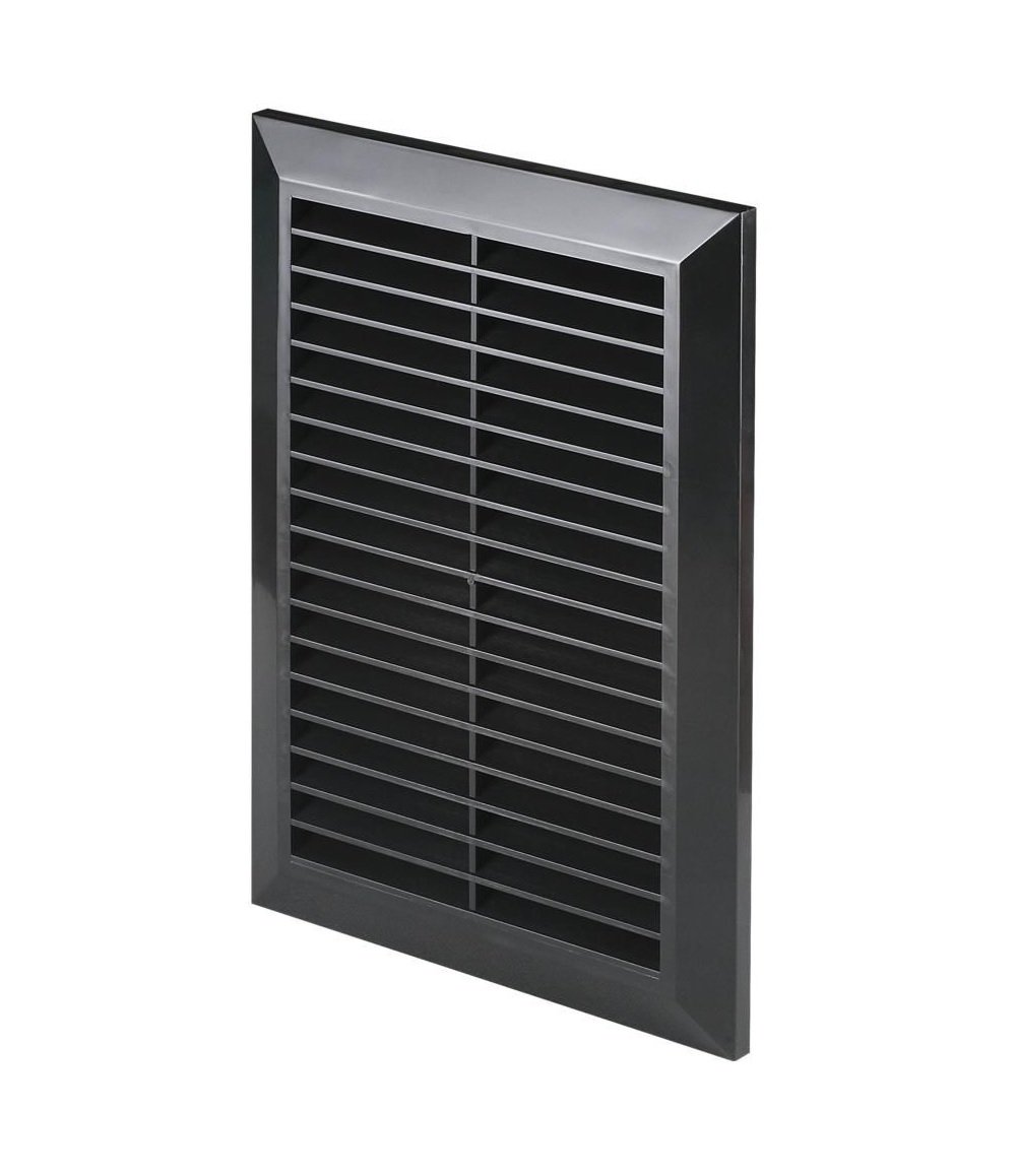 Black Air Vent Grille with Fly Screen and Fitting Frame 165mm x 235mm Grid Ducting Cover T26CZ