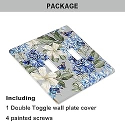 Pznen Blue Floral 2-Gang Toggle Wall Plate Outlet