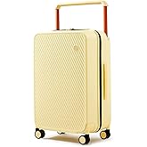 mixi Carry On Luggage Airline Approved 20'' Lightweight Luggage Wide Handle PC Hardshell Suitcases with Spinner Wheels & TSA Lock, Lark Yellow