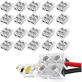20 PCS LED Tape Lights Connectors, 2-Pin 10mm Solderless LED Strip Connectors, Reliable and Easy-to-Install, Solidly Connecte