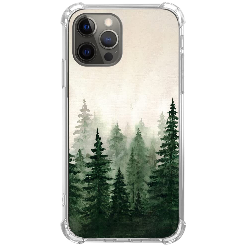 Photo 1 of Sundwugzh Watercolor Tree Spruce Case Compatible with iPhone 14 Pro Max, Green Forest Nature Art Case for iPhone 14 Pro Max for Teen Men Women, Trendy Cool TPU Bumper Case Cover