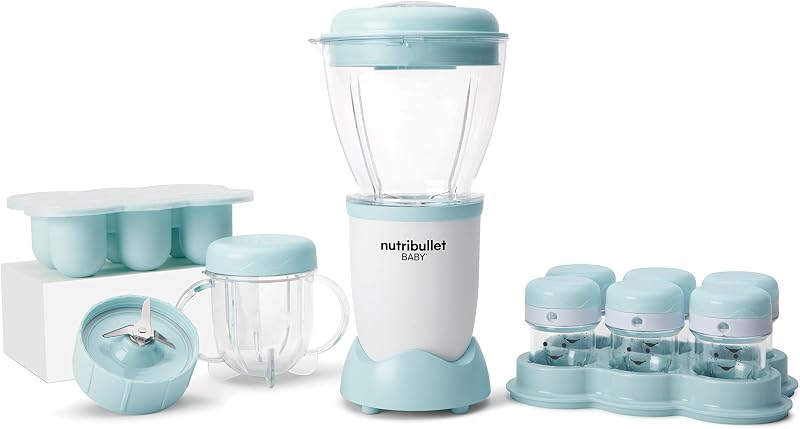 Baby, Mixer für Babynahrung, Elektrischer Mixer, 200 Watt Leistung, 6 Gläschen, Gefrierschale, Silber