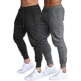 BUXKR Men's Slim Joggers Workout Pants for Gym Running and Bodybuilding Athletic Bottom Sweatpants with Deep Pockets