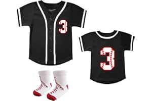 BAICAIYU Baby Baseball Jersey and Socks 2pcs Set Birthday Outfit Boys and Girls 2-4 Years Old Toddler Softball Shirt