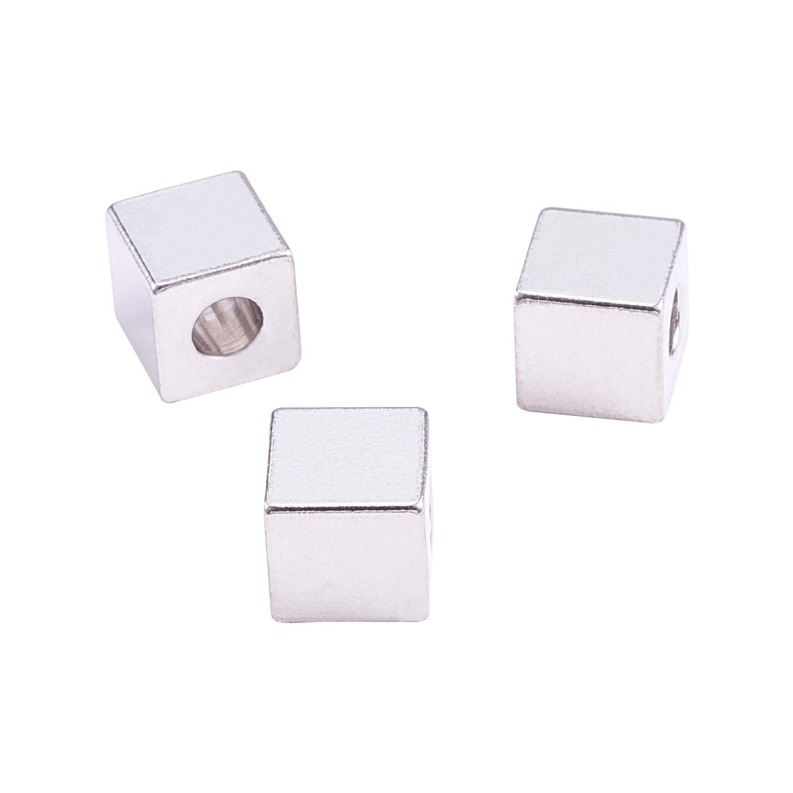 Airssory 100 Pcs 304 Stainless Steel Beads Cube Spacer Loose Beads for Jewellery Making Findings and Craftings DIY Projects - 6mm — image 1