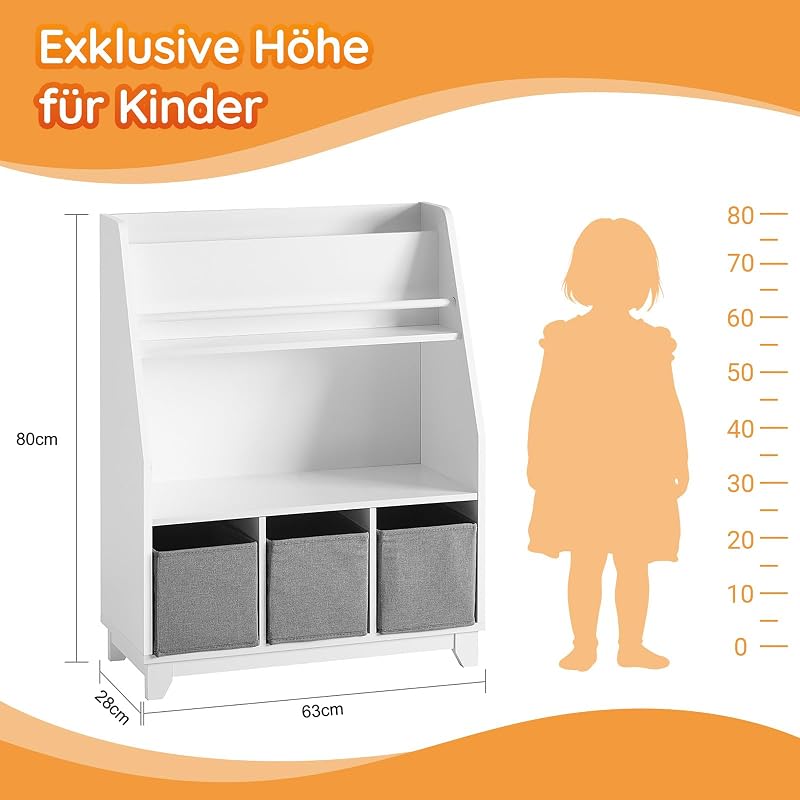 Kinder Bücherregal Montessori 63x80x28 cm für Kinderzimmer