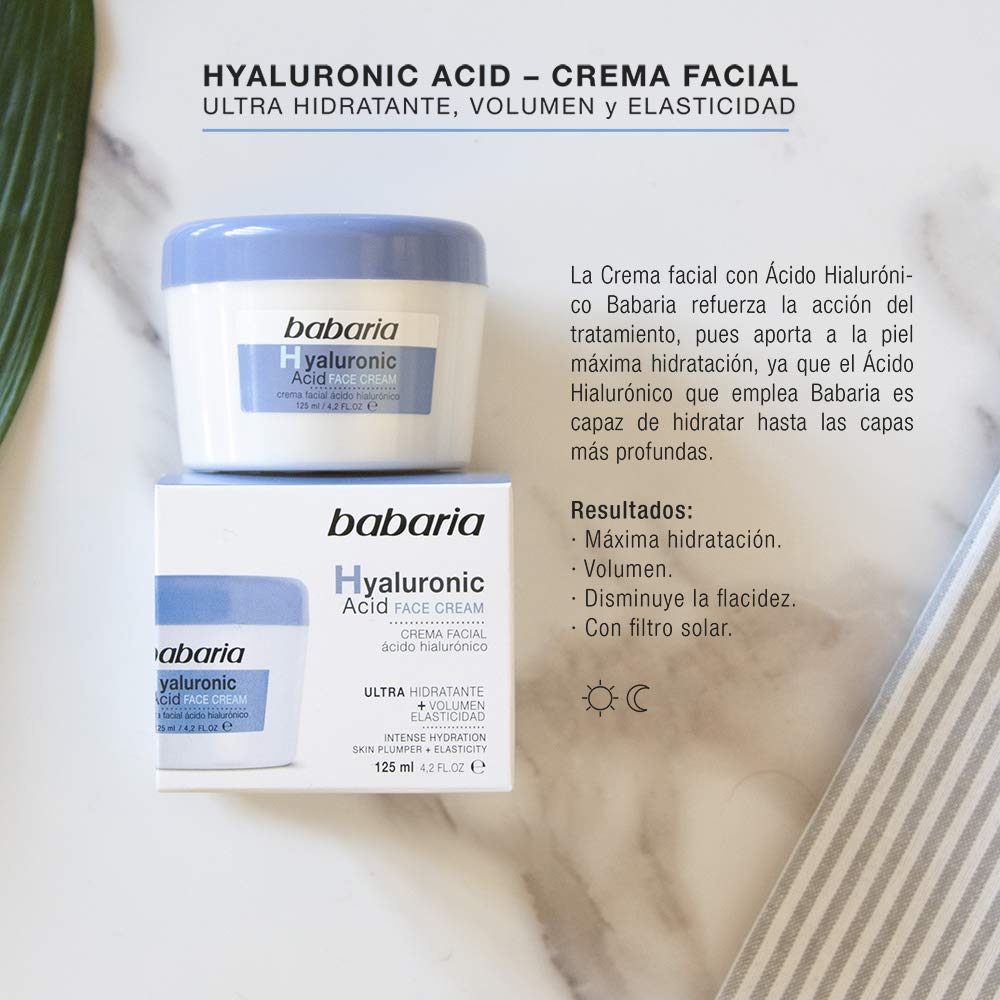 Babaria Hyaluronic Acid Crema Facial Ultrahidratante, 125 ml, Pack ...