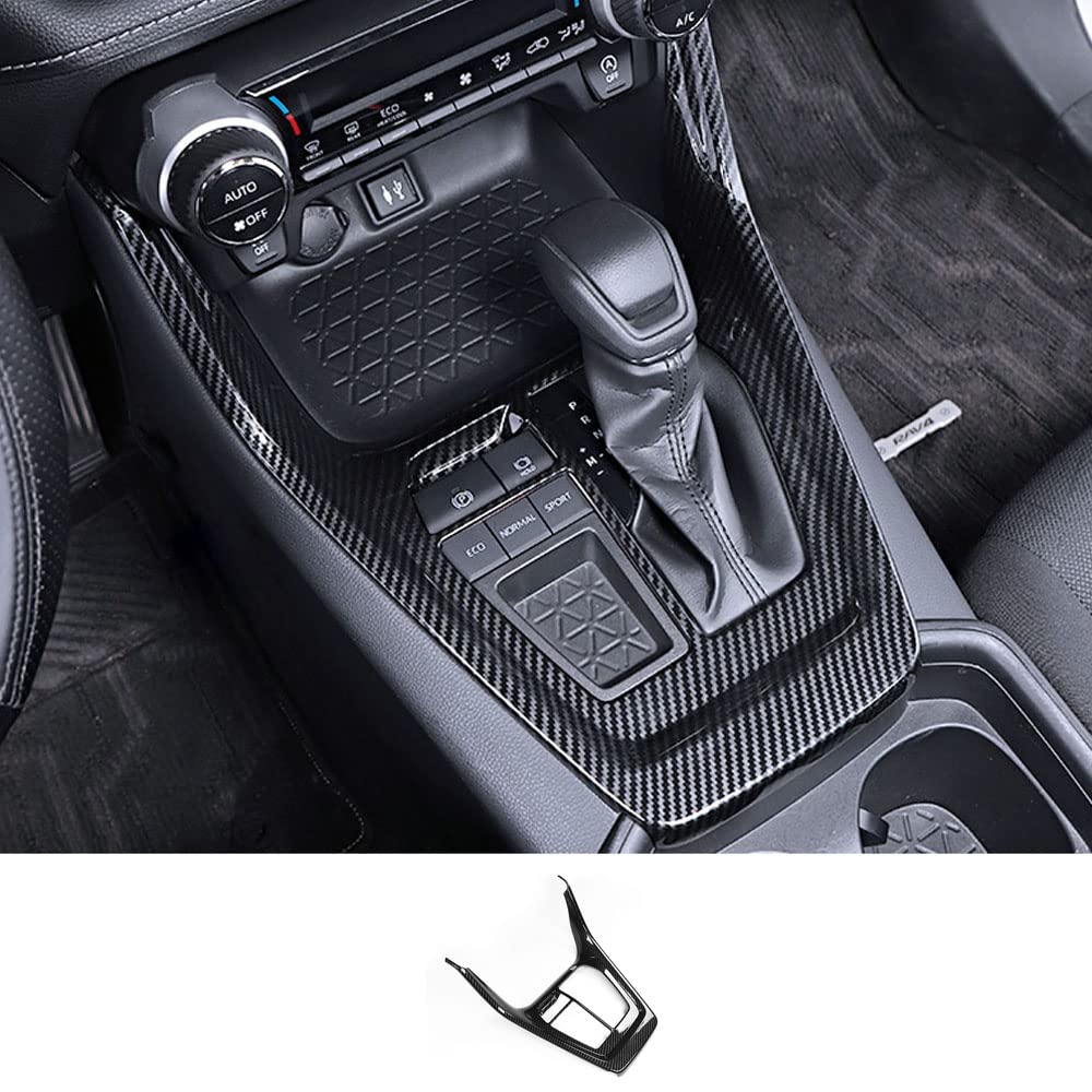 Photo 1 of ERIDANUS Auto Accessories Fit for RAV4 2024 2023 2022 2021 2020 2019 Interior Gear Shift Box Panel Frame Overlay Cover Trim (Black Carbon Fiber Style) ABS 1 PC