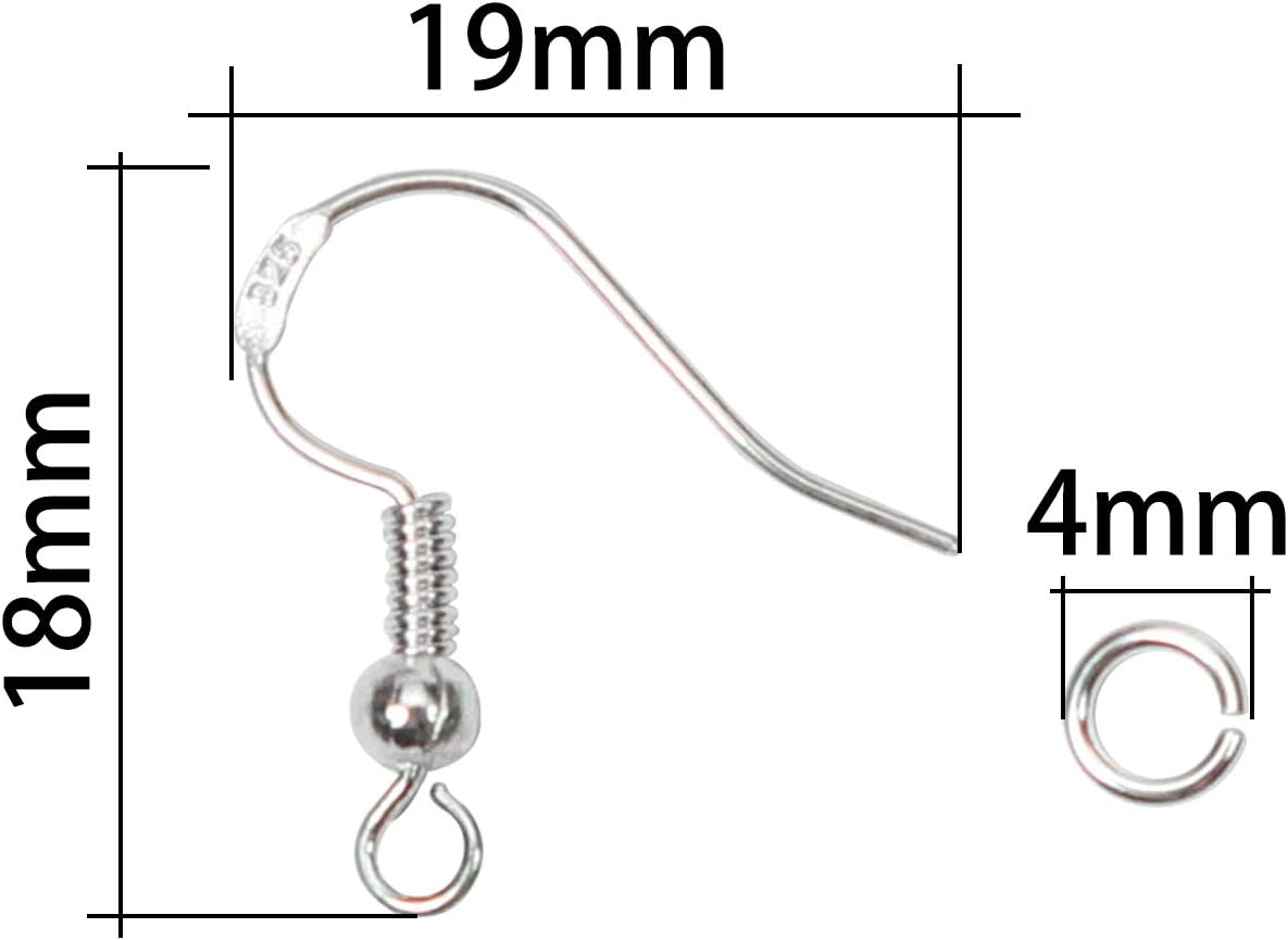 TOAOB 300pcs 18mm 925 Silver Plated Hypoallergenic Ear Wires French Wire Hooks and 4mm Open Jump Rings Starter Kit for Jewellery Making - Image 3