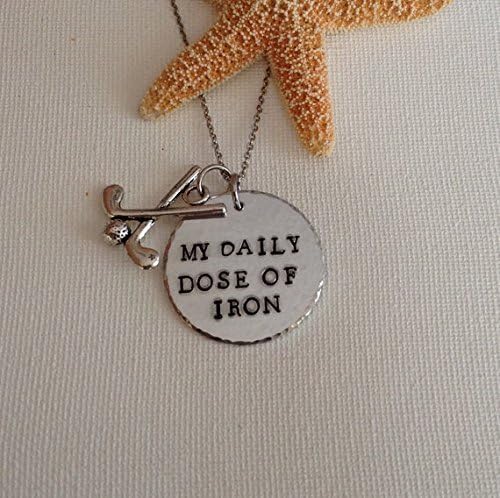 Golf necklace - Daily dose of iron - golfers - handstamped - personalized - tee times - sports