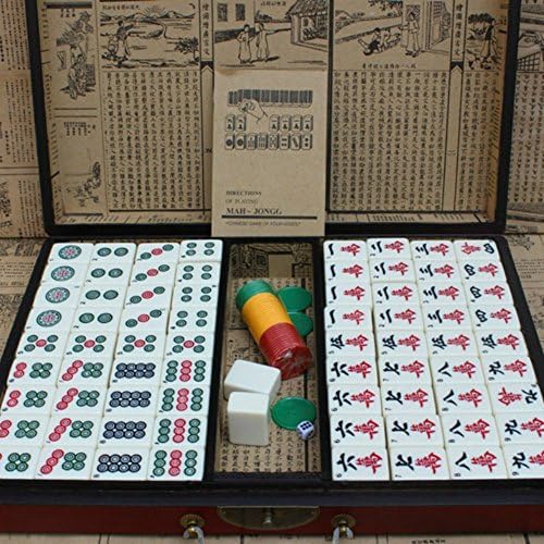 Top Quality Large Size Bamboo Retro Mahjong Rare Chinese 146 Mah-Jong Sets Board Games Gifts with Case Box