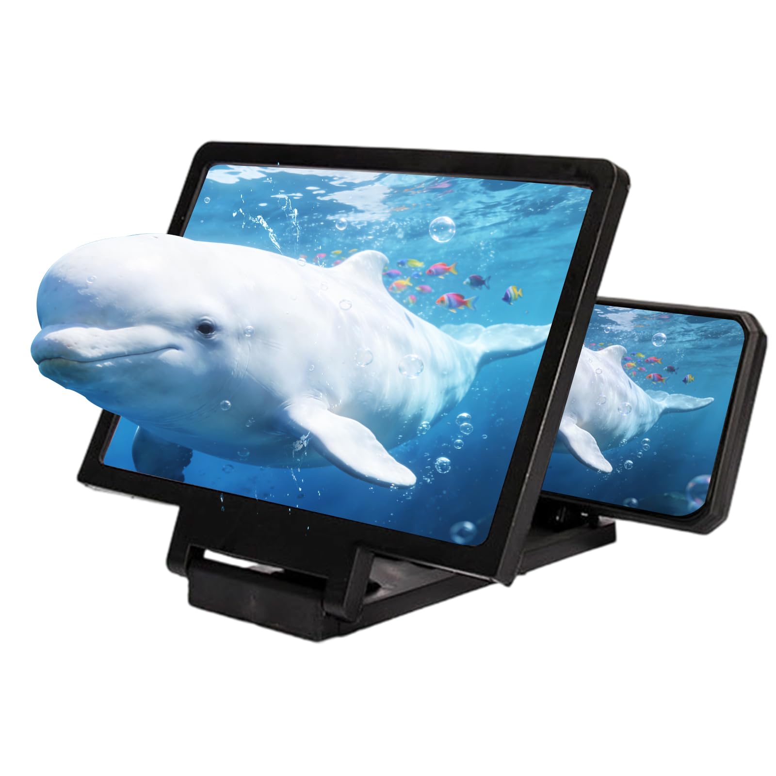 Photo 1 of 10" Big Screen Phone Magnifier, Screen Magnifier for Cell Phone, 3D HD Foldable Design Screen Magnifier Version for Movies, Videos and Gaming (Black)