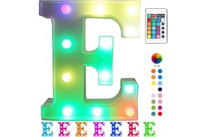 Pooqla Colorful LED Marquee Letter Lights with Remote – Light Up Signs Party Bar Letters Decorations for The Home - Multicolor E