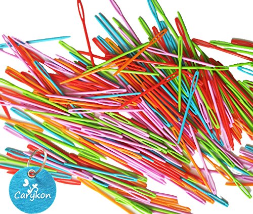 Carykon 50 Pcs 2.8 Plastic Lacing Needles for Sewing and Weaving Crafts Safe for Children, Assorted Colors