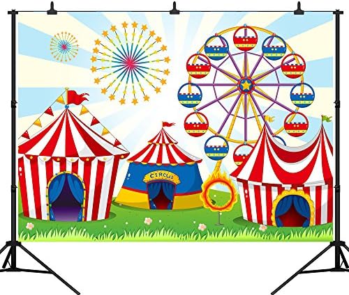 DePhoto 7X5FT(210X150CM) Cartoon Fun Circus Carnival Party Seamless Vinyl Photography Backdrop Photo Background Studio Prop PGT133A