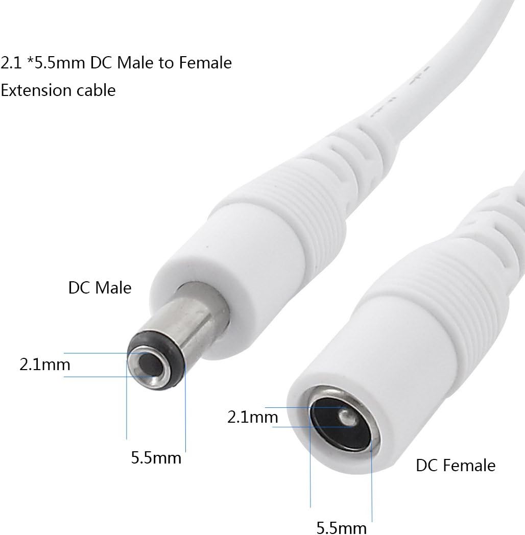 Liwinting 2pcs 2m/6.56ft DC Extension Cable 2.1mm x 5.5mm Male to Female Connector Cable - Image 3