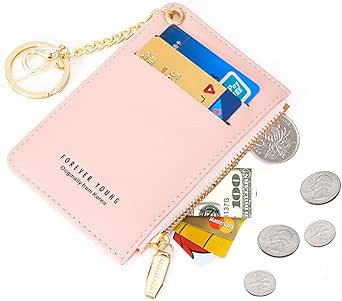 small card wallet keychain 0 Keychain Wallet,Small Wallets for Women Slim Leather Case Minimalist Wallet Card ...
