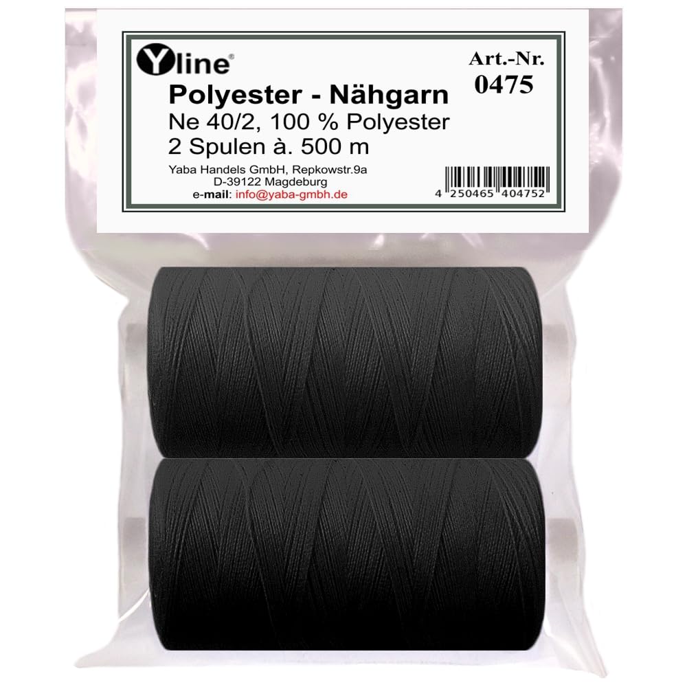 2 spools of 500 m Sewing Thread/synstry Thread, Black, Thread Sewing Thread, Polyester for The Sewing Machine, 0475-02